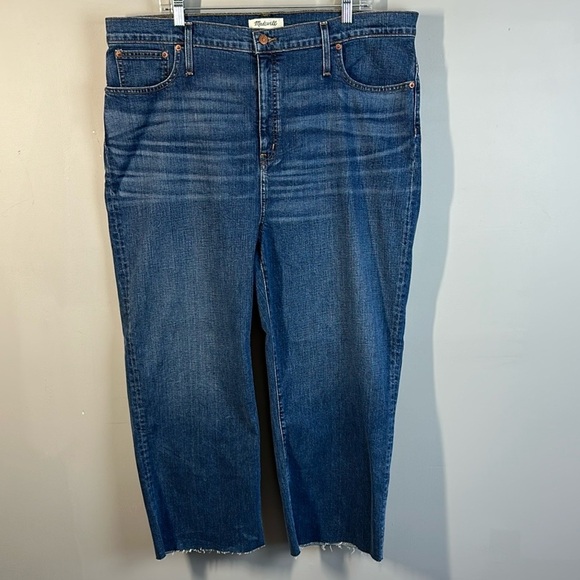 NWT Madewell Slim Wide Leg Crop Raw Hem High Rise Jeans Size 35 - Picture 2 of 15